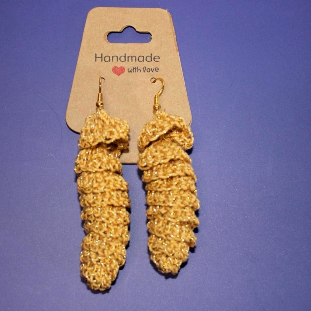 Handmade Gold Crochet Earrings